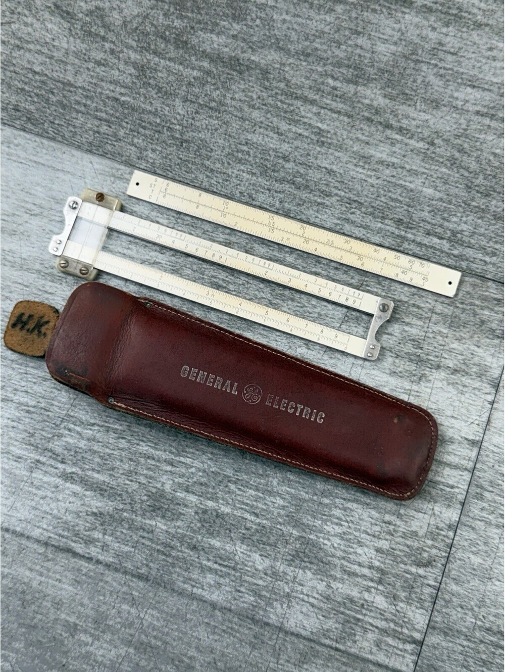 VTG Pickett Model N 200-T Trig Slide Rule 6" General Electric GE USA Leather